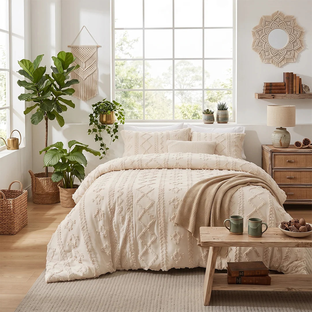 Fold & Feather - Deluxe Embroidery Comforter Set