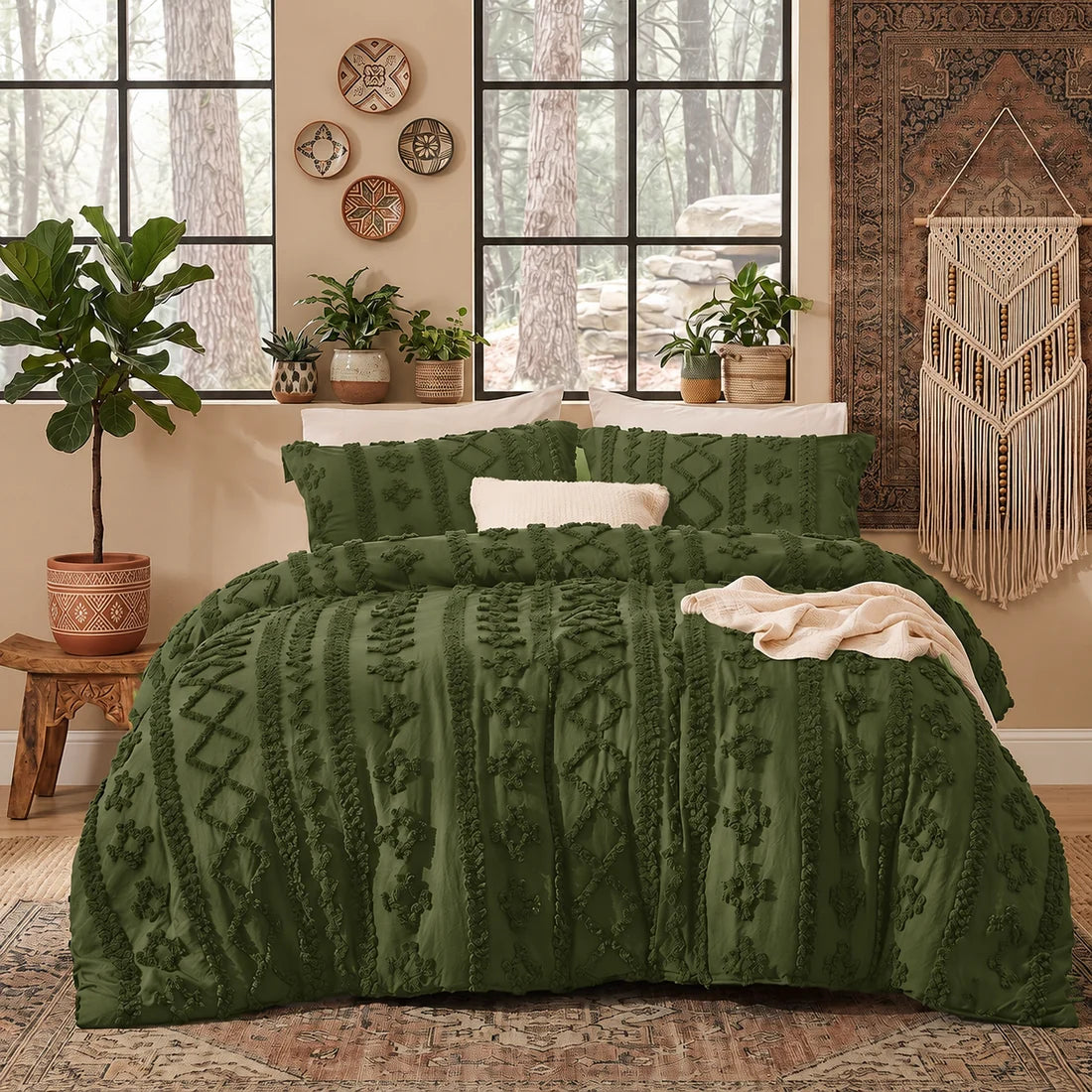 Fold & Feather - Deluxe Embroidery Comforter Set